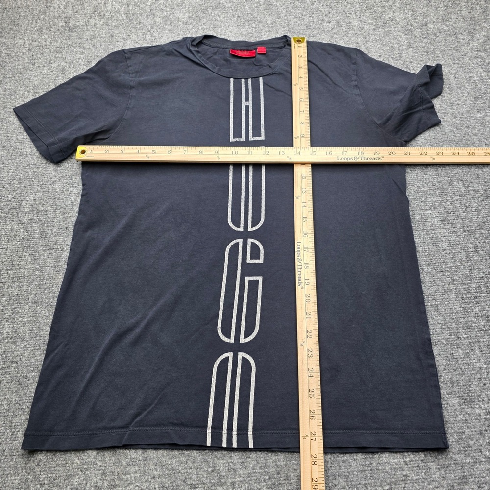 HUGO Hugo Boss Vertical Logo T-Shirt Unisex Large Black Made in Portugal Cotton - Picture 5 of 7